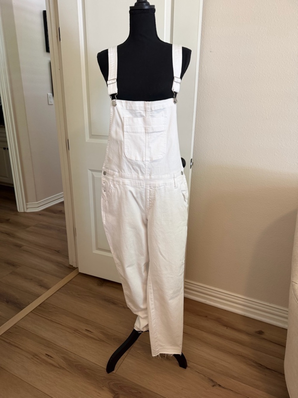 Judy Blue White Denim Overalls with Front Bib Pocket